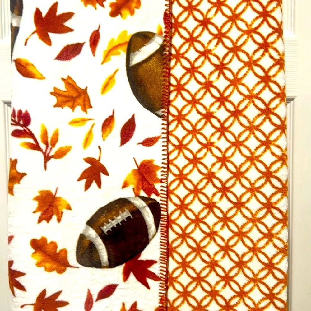 GAME DAY,GAME ON! Oversized Reversible Decorative Football/Leaves Throw
